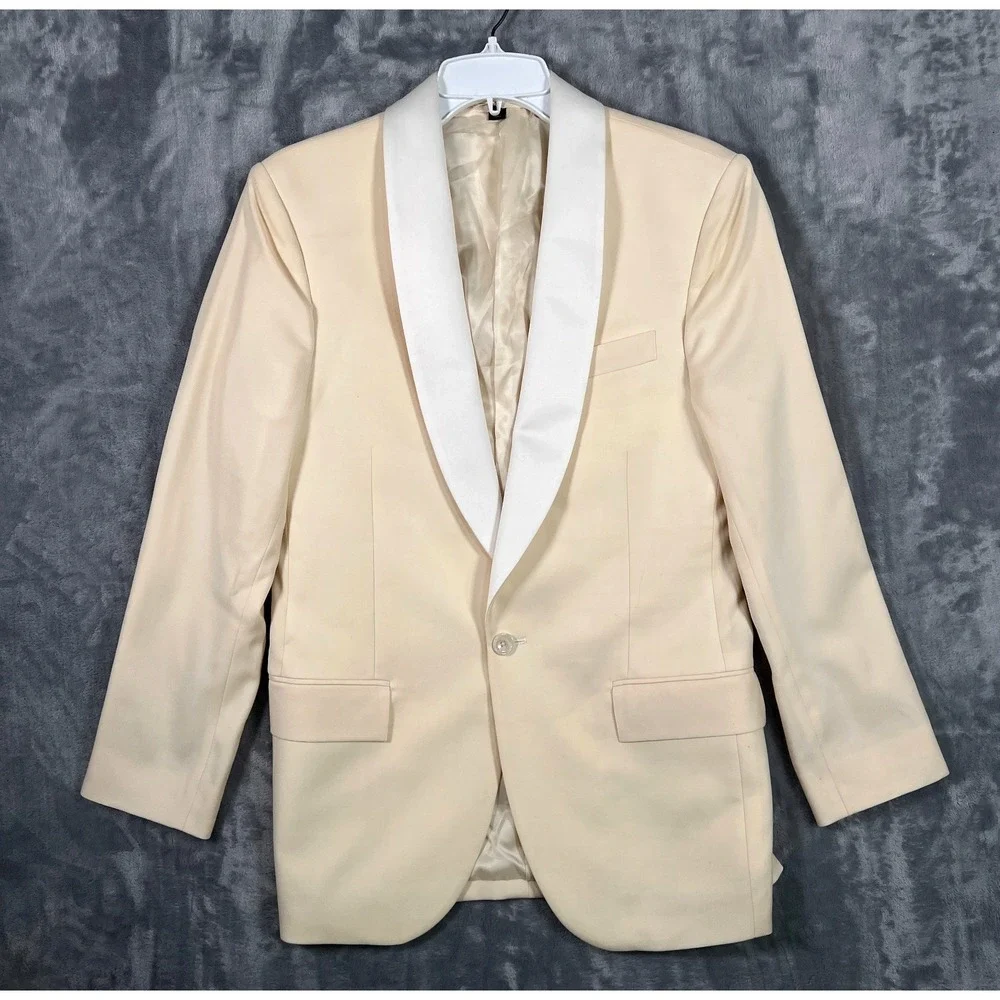 J Crew Ludlow Suit Jacket Mens 36S Short Cream Ivory Blazer Tuxedo Shawl Blazer